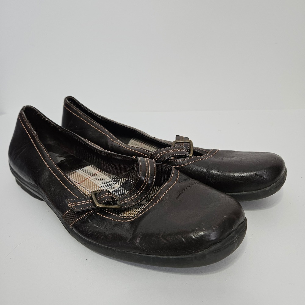 Vintage Y2K Brown Faux Leather Mary Jane Flats Chocolate Brown 8.5M LifeStride